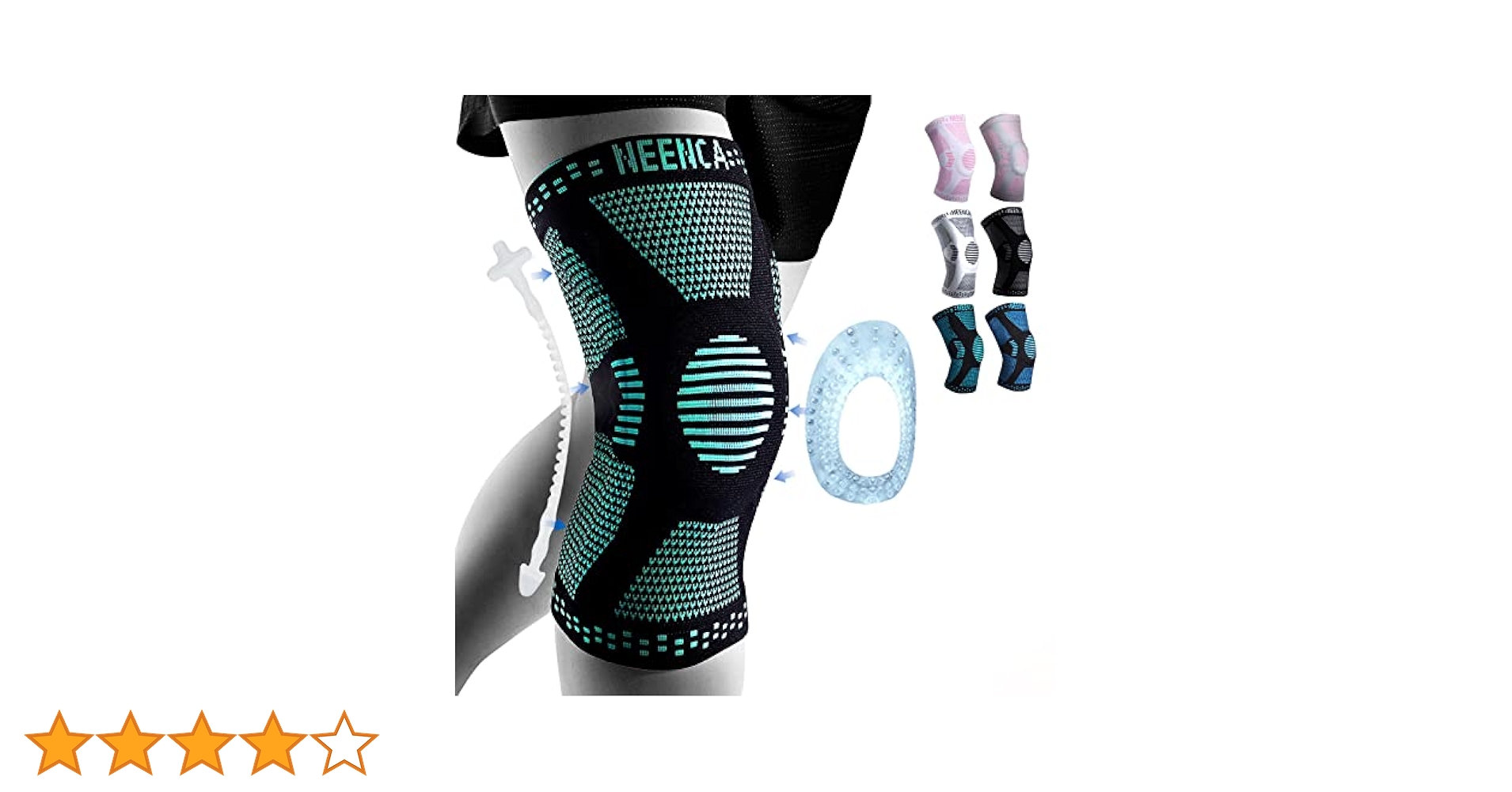 NEENCA 左右兼用　膝サポーター衝撃 サイドバネ １枚　ブラック グレーS Amazon.co.jp: NEENCA 膝サポーター 膝安定 ランニング